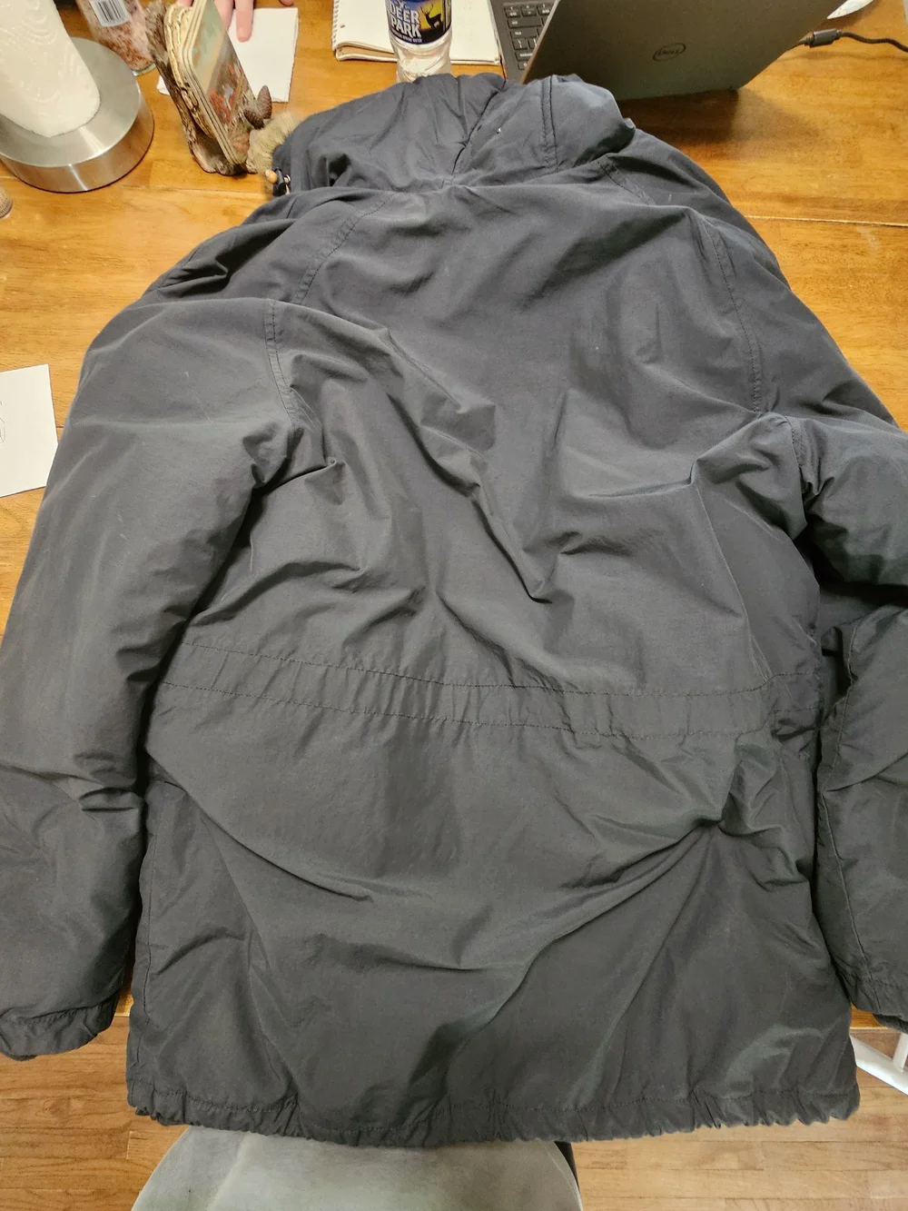Men's Black Hooded Parka with Faux Fur Trim